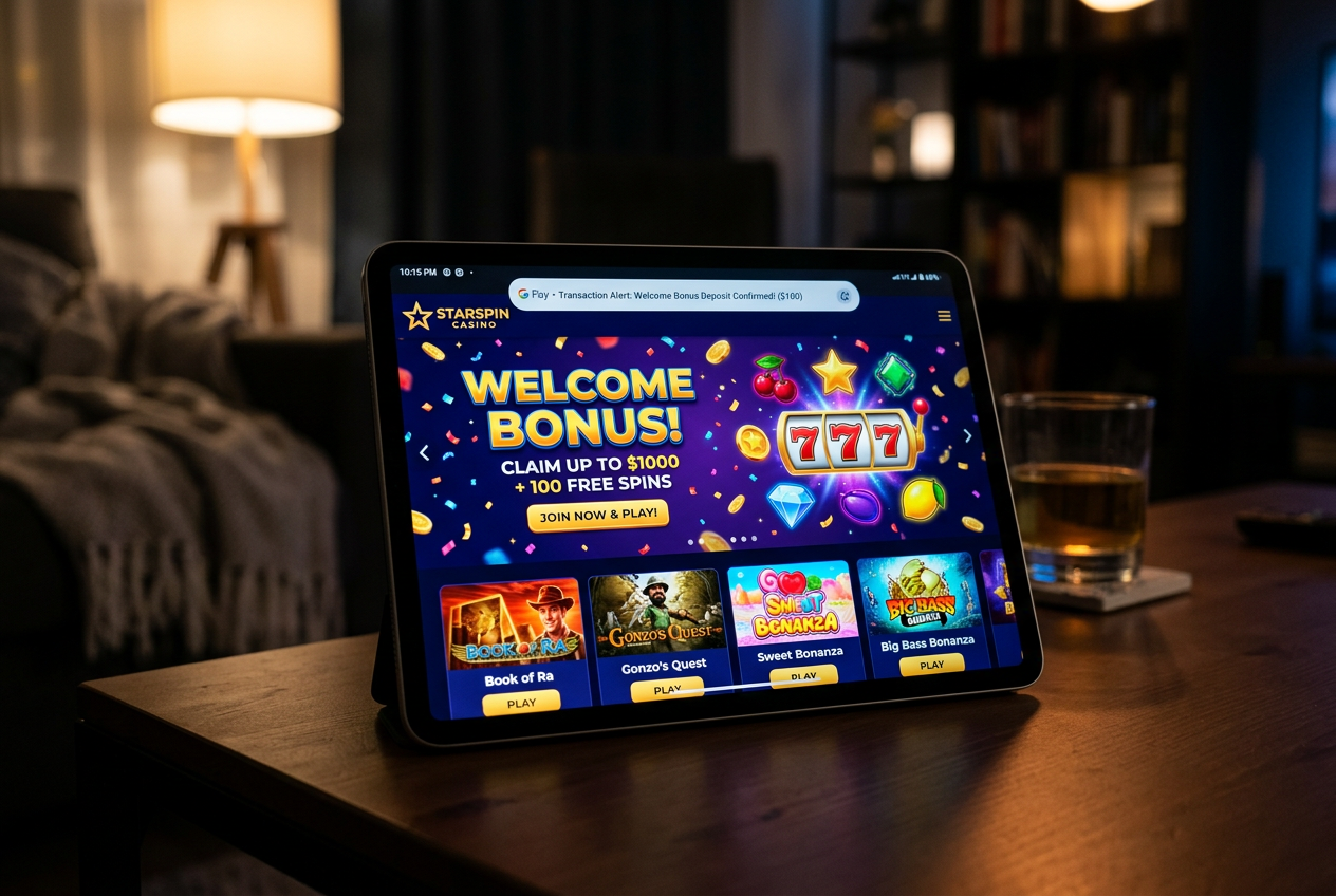 A digital display of casino bonus chips and a Google Pay logo.